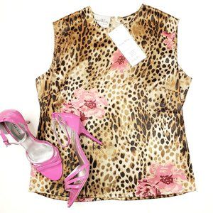 NEW Pamela McCoy leopard print silk top